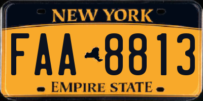 NY license plate FAA8813
