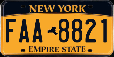 NY license plate FAA8821