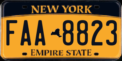 NY license plate FAA8823