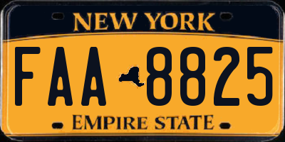 NY license plate FAA8825