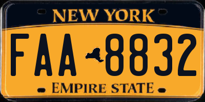 NY license plate FAA8832