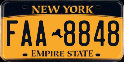 NY license plate FAA8848
