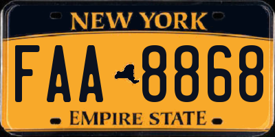 NY license plate FAA8868