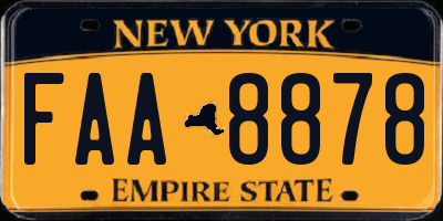 NY license plate FAA8878