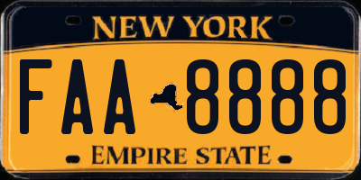 NY license plate FAA8888