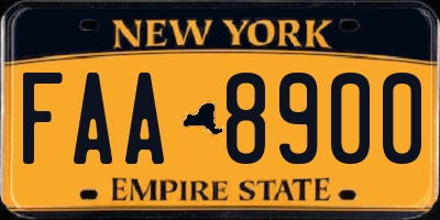 NY license plate FAA8900