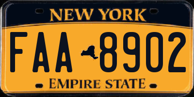 NY license plate FAA8902