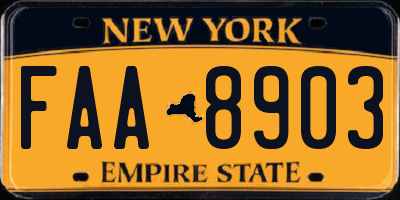 NY license plate FAA8903