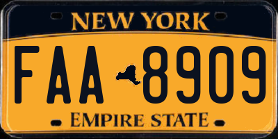 NY license plate FAA8909