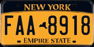 NY license plate FAA8918