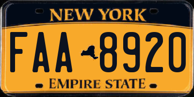 NY license plate FAA8920