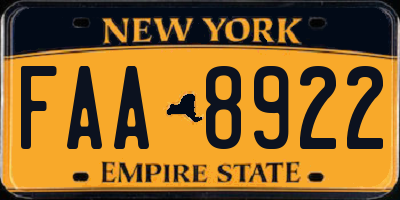 NY license plate FAA8922
