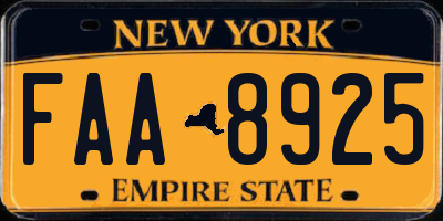 NY license plate FAA8925