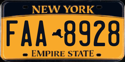 NY license plate FAA8928