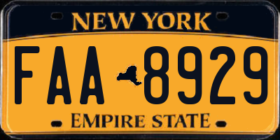 NY license plate FAA8929