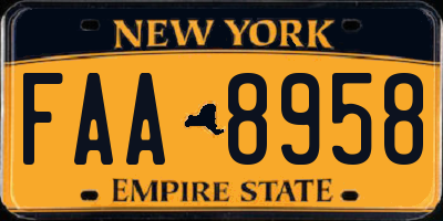 NY license plate FAA8958