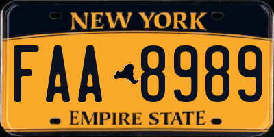 NY license plate FAA8989