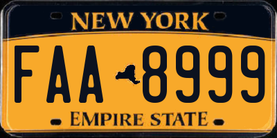 NY license plate FAA8999