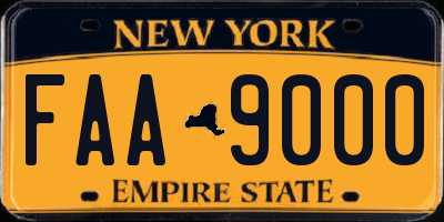 NY license plate FAA9000