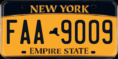 NY license plate FAA9009