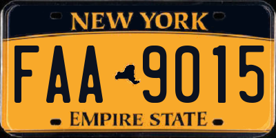 NY license plate FAA9015