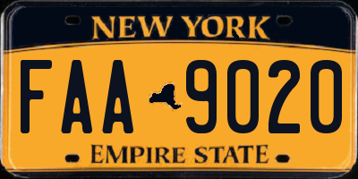 NY license plate FAA9020