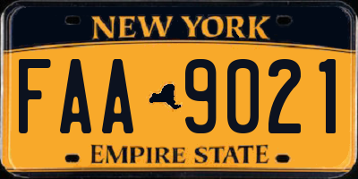 NY license plate FAA9021