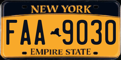 NY license plate FAA9030