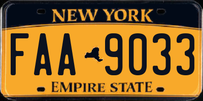 NY license plate FAA9033