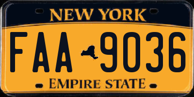 NY license plate FAA9036