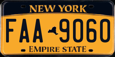 NY license plate FAA9060