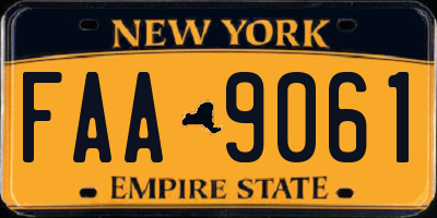 NY license plate FAA9061