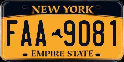 NY license plate FAA9081