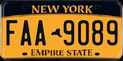 NY license plate FAA9089