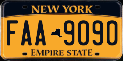NY license plate FAA9090