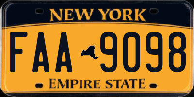 NY license plate FAA9098