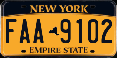 NY license plate FAA9102