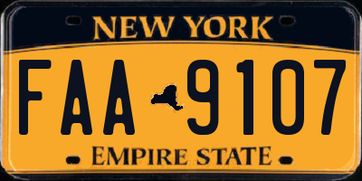 NY license plate FAA9107