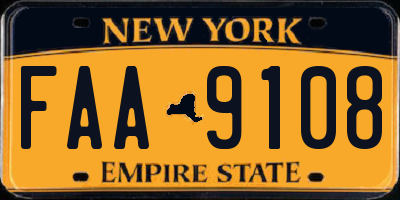 NY license plate FAA9108