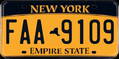 NY license plate FAA9109