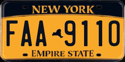 NY license plate FAA9110