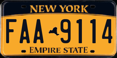 NY license plate FAA9114