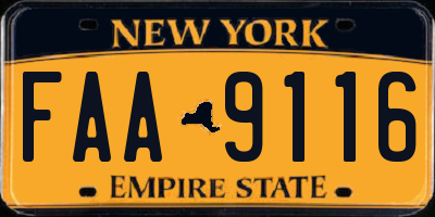 NY license plate FAA9116