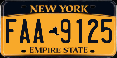 NY license plate FAA9125