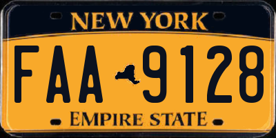 NY license plate FAA9128