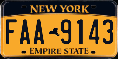 NY license plate FAA9143