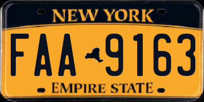 NY license plate FAA9163