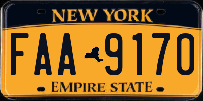 NY license plate FAA9170