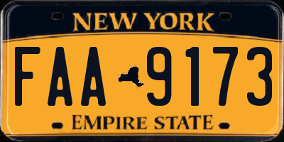 NY license plate FAA9173