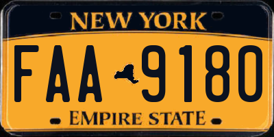 NY license plate FAA9180